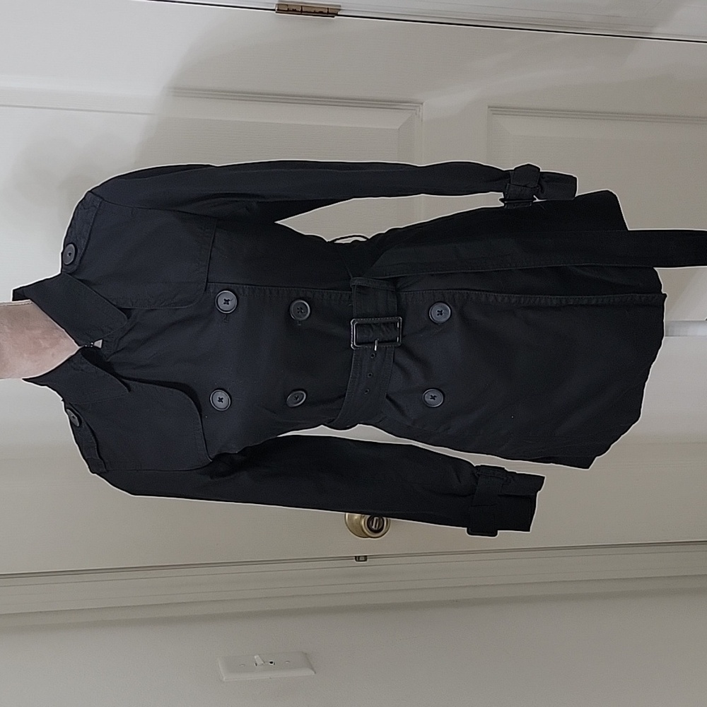 Banana Republic, Size XS, Black Double Breasted Belted Lightweight Coat, EUC